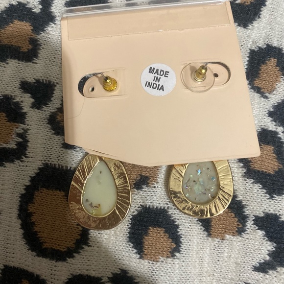 C&C California Gold Earrings with Synthetic Opal Specks - Picture 4 of 4